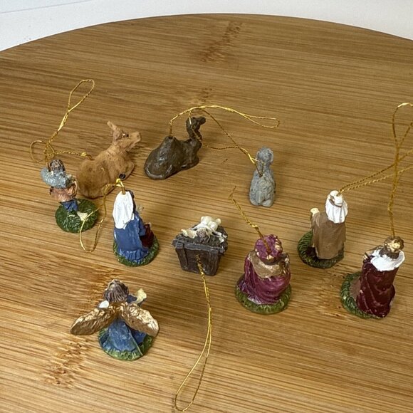Dollhouse Miniature Christmas Holiday 10 Piece Hand Painted Nativity ornaments - Picture 8 of 11